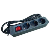 Ilgiklis 1.4m 3 lizdų H05VV-F 3x1.5mm2 su jungikliu IP20 pilkas/juodas PTSDS 3g/s - PROTEC