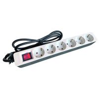 Ilgiklis 1.4m 6 lizdų H05VV-F 3x1.5mm2 su jungikliu IP20 baltas/pilkas PTSDS 6w/g - PROTEC