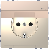 Lizdas p/t SCHUKO su dangteliu IP44 be rėmelio su apsauga nuo vaikų užspaudžiami kontaktai šampano spalvos 16A 250V System Design - SCHNEIDER ELECTRIC