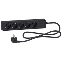 Ilgiklis 1.5m 5 lizdų su įžeminimu juodas Unica - SCHNEIDER ELECTRIC