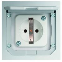 Lizdas su dangčiu grindims 1 vietos 94.5x94.5x55mm su 1xSCHUKO termoplastas IP41 PESB1 - PROTEC