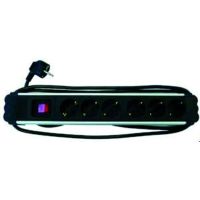 Ilgiklis 2m 8 lizdų su įžeminimu ir jungikliu aliumininis juodas PSDLA-815S - PROTEC