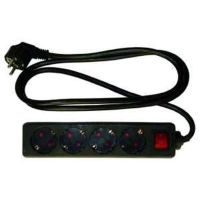 Ilgiklis 1.4m 4 lizdų su įžeminimu ir jungikliu juodas PTSD415-15 SW/KS/S - PROTEC