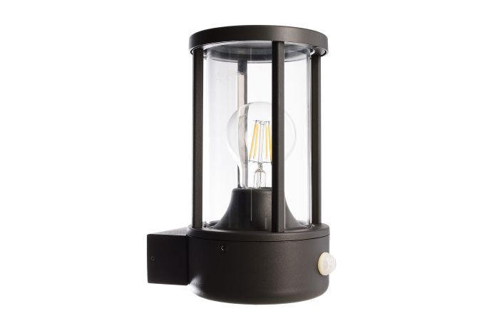 Šviestuvas v/t 1x60W E27 IP44 D-160mm H-218mm su judesio jutikliu ir šviesos davikliu pilkos spalvos BRA ADEBAR MOTION - DEKO LIGHT