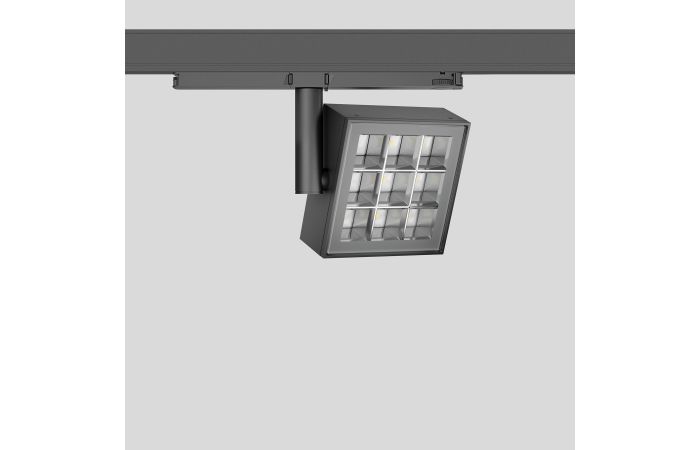 Prožektorius LED 36W IP20 3000K 2657lm į 3F bėgelį 130x130mm H-190mm 90 laipsnių dimeriuojamas juodos matinės spalvos DALI EUROSTANDARD-PLUS - BEGA