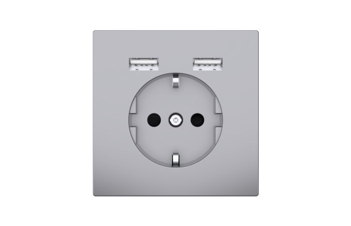 Schuko SO with USB cha r TP stst SDsg, MTN2366-6036, WIRING DEVICES, MERTEN, WD RANGES FLUSH, WHITE AND PW (T0) - SCHNEIDER ELECTRIC (pavadinimas tikslinamas)