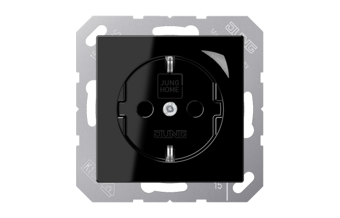 Lizdas p/t SCHUKO su apsauga nuo vaikų varžtiniai kontaktai juodos spalvos Energy A HOME - JUNG