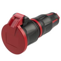 Lizdas SCHUKO a/k su dangteliu 16A 230V juodas/raudonas IP54 TopTAURUS2 - PCE