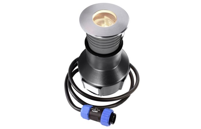 Šviestuvas į/ž LED 2.7W 24V IP67 3000K 110lm D-55mm H-80mm asimetrinis- nerūdijančio plieno sidabrinės spalvos su laidu 1m FORNAC - DEKO LIGHT