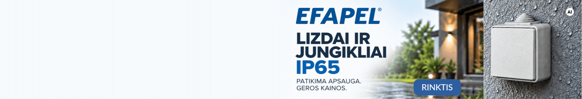 Efapel lizdai ir jungikliai IP65 Efapel lizdai ir jungikliai IP65