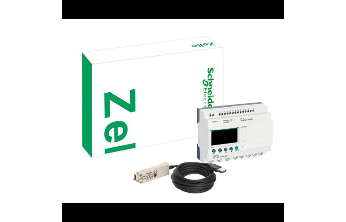 Relė programuojama Zelio 26IO 16DI 10RO 24V DC SR3B261BD + kabelis SR2USB01 + Zelio soft 2 - SCHNEIDER ELECTRIC
