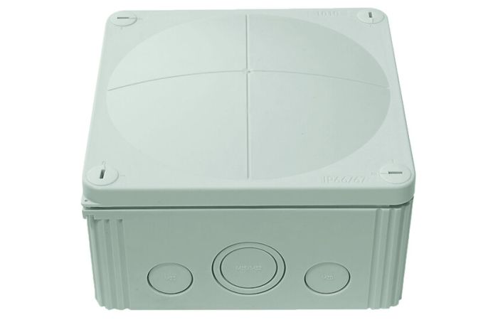 Dėžutė v/t [140x140x82] IP66/IP67 su gnybtais pilka be halogenų D6-21mm PFRAK1010 - PROTEC