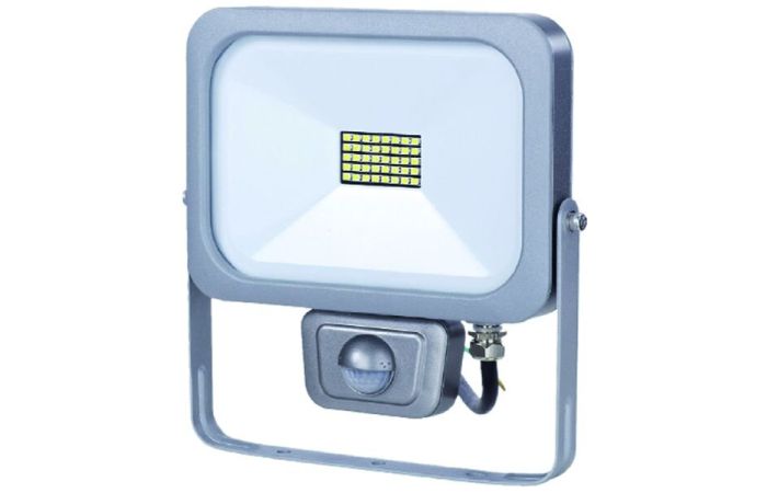 Prožektorius LED 10W IP54 4000K su judesio jutikliu pilkas PLEDSB10 - PROTEC