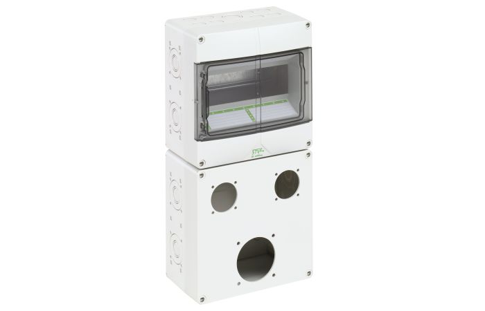 Skydelis v/t 9 modulių + 2 vietos SCHUKO ir 1 CEE lizdams IP44 iQ [200x400x122] STV912-L - SPELSBERG