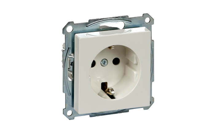 Lizdas p/t SCHUKO be rėmelio su apsauga nuo vaikų užspaudžiami kontaktai baltos spalvos 16A 250V System M Merten - SCHNEIDER ELECTRIC