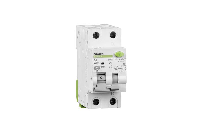 Relė srovės nuotėkio RCBO 2P 13A C 30mA su automatu AC-tipas Ex9BL-N 1P+N C13 30mA - NOARK
