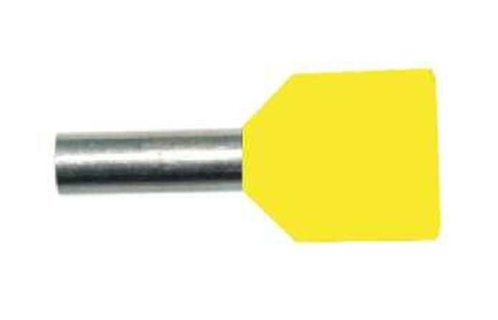 Antgalis dvigubas gilzinis izoliuotas 2x6mm2 Cu geltonas L-14mm PAEH [100] - PROTEC