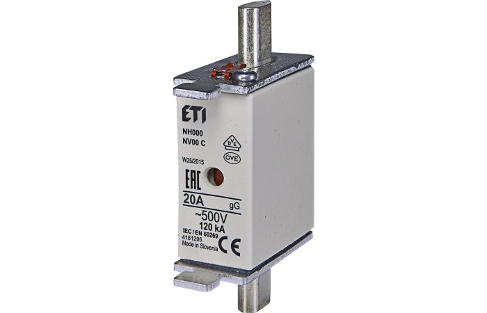 Saugiklis 20A 120kA 500V NH000 WT-00C/GG KOMBI - ETI