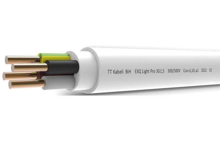 Kabelis EXQ Light PRO 3x2.5mm2 300/500V baltas Cca klasė [matuojamas] - TT CABLES