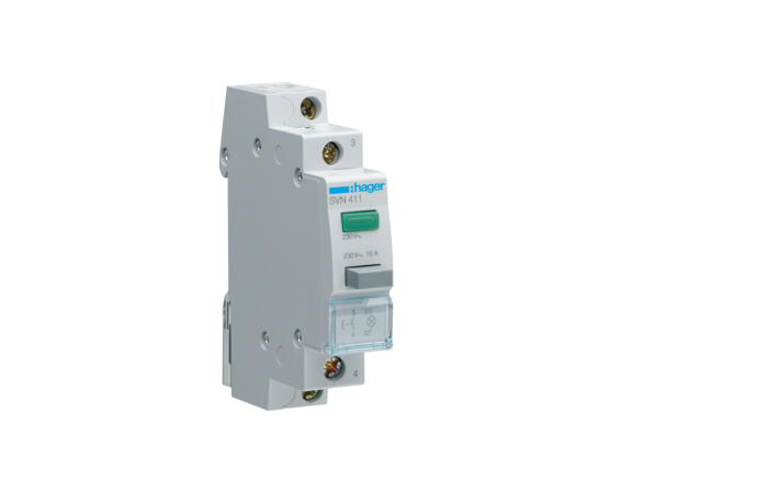 Mygtukas modulinis 1P 16A 1no 250V su lemp.žalia - HAGER