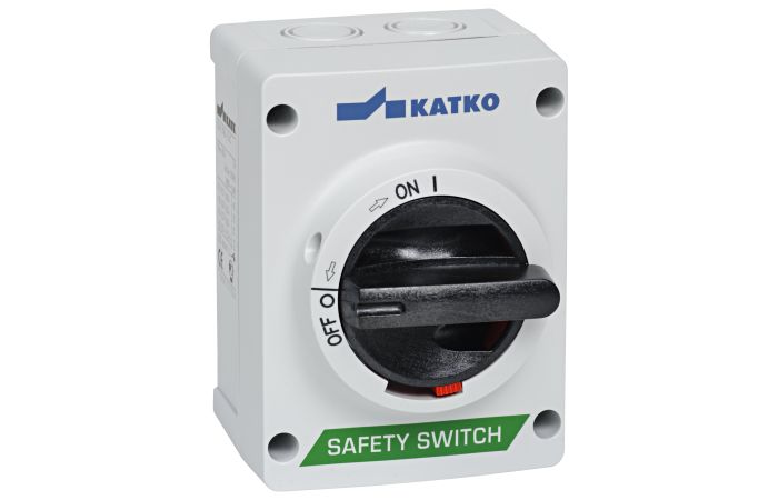 Jungiklis saugumo 4P 16A 7.5kW (AC23) IP65 juoda rankena KEM416U E/G ABS - KATKO