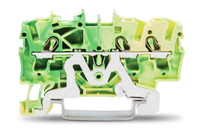 Gnybtas 2.5mm2 3 laidams geltonai žalias ant bėgelio - WAGO