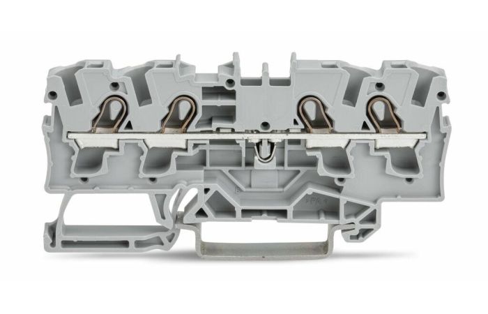Gnybtas 4mm2 6.2mm 4 laidams pilkas ant DIN bėgelio Push-in CAGE CLAMP kontaktai - WAGO