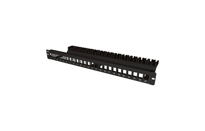 Panelė komutacinė 24xRJ45, 19" 1U, tuščia, juoda MM TKH - MMC