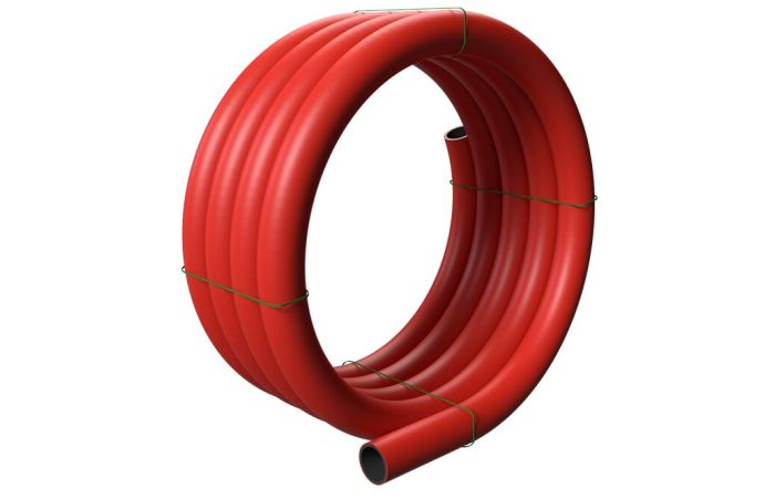 Vamzdis lygus D125/110.2 1250N/5cm klojimui prastūmimo būdu raudonas HDPE EVOCAB STING [50m] - EVOPIPES