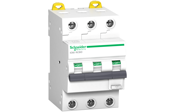Relė srovės nuotėkio RCBO 3P 16A C 30mA su automatu A-tipas IC60 Acti9 - SCHNEIDER ELECTRIC