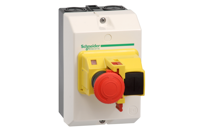 Dėžutė v/t variklio apsaugai IP55 [GV2ME01-ME32] su avariniu stabdymo mygtuku 4xM20-M25 GV2MC TeSys - SCHNEIDER ELECTRIC