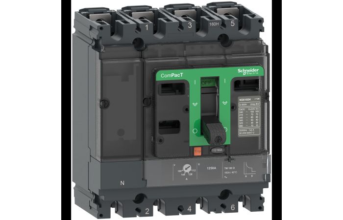 NSX160H 70kA AC 4P4D 125A TMD, C16H4TM125, LV POWER CIRCUIT BREAKERS AND SWITCHES, MCCB OPTIMUM OFFER, COMPACT NSX - SCHNEIDER ELECTRIC (pavadinimas tikslinamas)