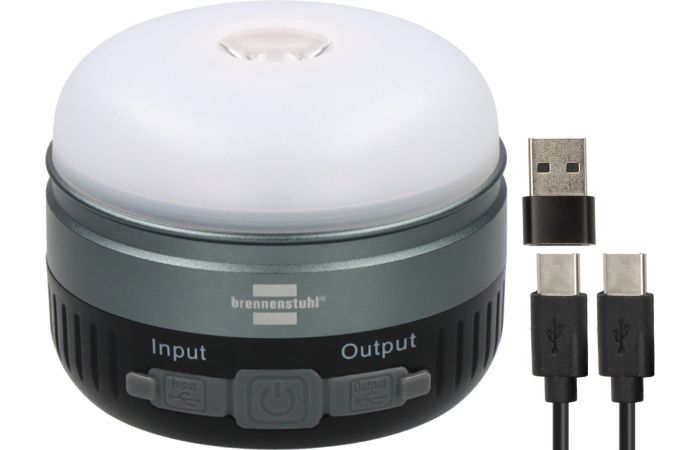 Šviestuvas LED IP54 450lm įkraunamas su saulės panele ir USB-C kabeliu OLI 400 AS - BRENNENSTUHL