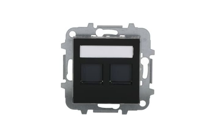 Dangtelis kompiuteriniam lizdui dvigubas RJ45 juodos spalvos 8518.2 NS SKY Niessen - ABB