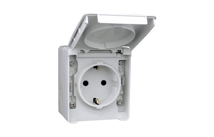 Lizdas v/t SCHUKO su dangteliu IP65 pilkos spalvos 16A 250V - EFAPEL