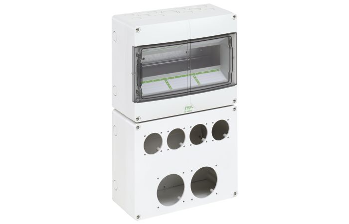 Skydelis v/t 12 modulių + 4 vietos SCHUKO ir 2 CEE lizdams IP44 iQ [250x400x122] STV1224-L - SPELSBERG