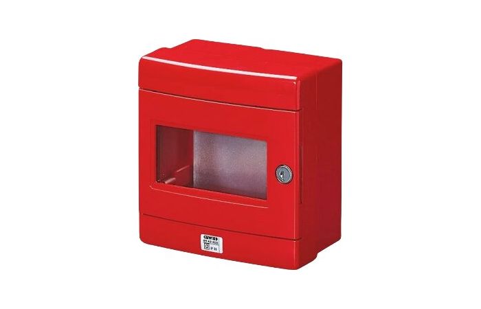 Dėžutė v/t 180x180x100mm pavojaus mygtukui, su montažine plokšte IP55 raudona - GEWISS
