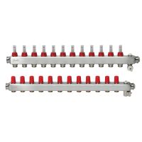 Kolektorius grindų šildymui nerūdijančio plieno su srauto matuokliu ir rankiniu nuorinimu 1'' 12+12 SSM-12 [pak. po 2 vnt.] - DANFOSS