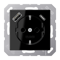Lizdas p/t SCHUKO su USB A ir USB C 3A juodos spalvos A - JUNG