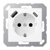 Lizdas p/t SCHUKO su USB A ir USB C 3A baltos matinės spalvos A - JUNG