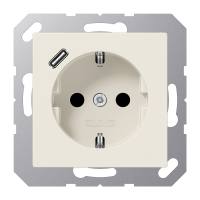 Lizdas p/t SCHUKO su USB C 2A/3A dramblio kaulo spalvos A - JUNG