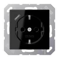 Lizdas p/t SCHUKO su USB C 2A/3A juodos spalvos A - JUNG