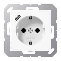 Lizdas p/t SCHUKO su USB C 2A/3A baltos spalvos A - JUNG