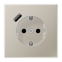 Lizdas p/t SCHUKO su USB A 2A/3A nerūdijančio plieno spalvos LS - JUNG
