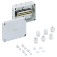 Dėžutė v/t [130x94x57] IP66/IP54 su gnybtais 12x4mm2 pilka be halogenų RKK 4/12 XL-12x4 - SPELSBERG