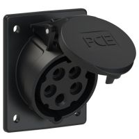 Lizdas CEE į/l 5P 16A 400V 6h IP44 TT juodas kampinis [80x97] - PCE