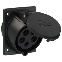 Lizdas CEE į/l 5P 32A 400V 6h IP44 TT juodas kampinis [80x97] - PCE