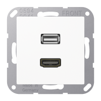 Lizdas p/t HDMI ir USB 2.0 baltos spalvos A - JUNG