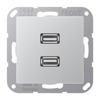 Lizdas p/t dvigubas USB 2.0 aliuminio splavos A - JUNG
