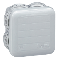 Dėžutė v/t [65x65x40] IP55 IK07 tuščia pilka su membranomis be halogenų PLEXO - LEGRAND